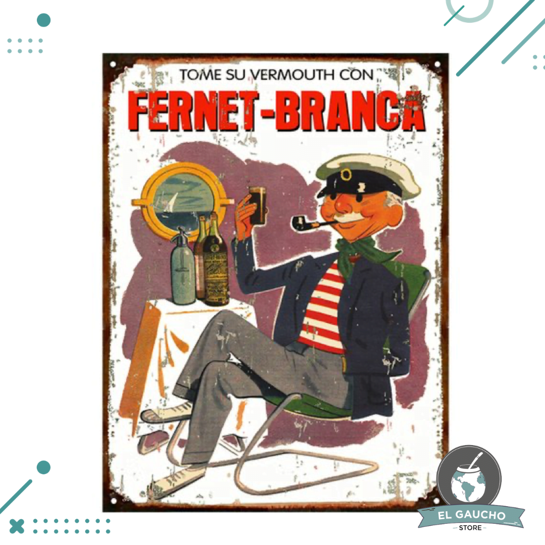 Cartel De Chapa Fernet Branca Vermouth X Cm El Gaucho Store