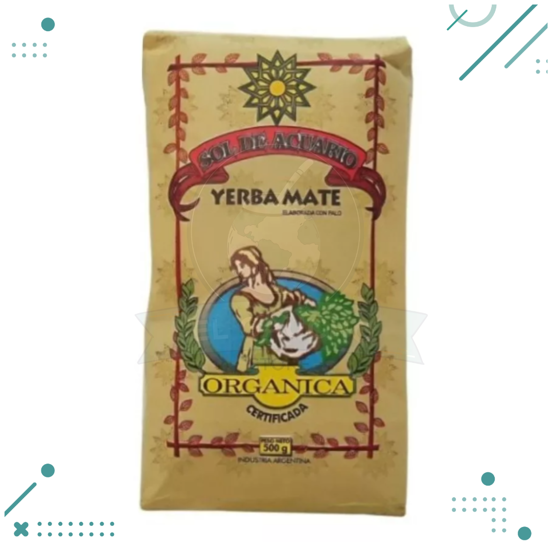 Yerba Mate Sol de Acuario 100 Orgánica Certificada x 500gr El