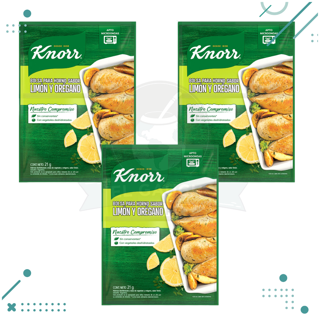 Bolsas Para Horno Cocinar Knorr 15x25g Limon Y Oregano