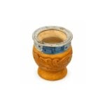 Mate Imperial Premiun de cuero Color Suela, Repujado Y Cincelado 100 % Cuero Base Copita+ Bombilla de Regalo - Imagen 4