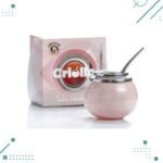 Mate Criollo Ceramica con Bombilla en Caja de Regalo, Color Rosa