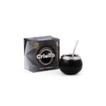 Mate Criollo Ceramica con Bombilla en Caja de Regalo, Color Negro