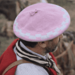 Boina de Hilo vuelo 32cm Guarda Pampa Beret Gaucho Style Classic Color ROSA - Imagen 2