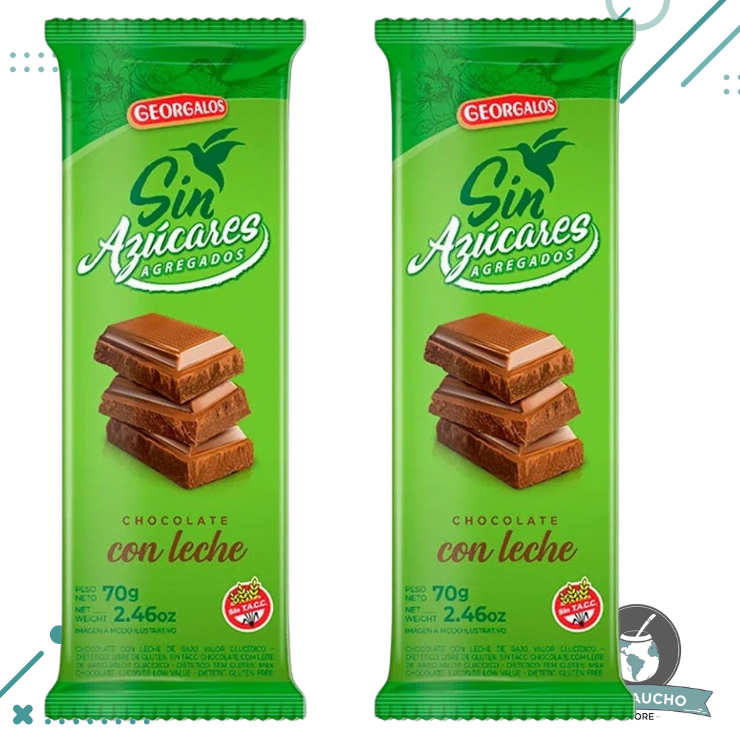 Georgalos Chocolate Con Leche Sin Azucar 70gr 2 Unidades 140gr El Gaucho Store 