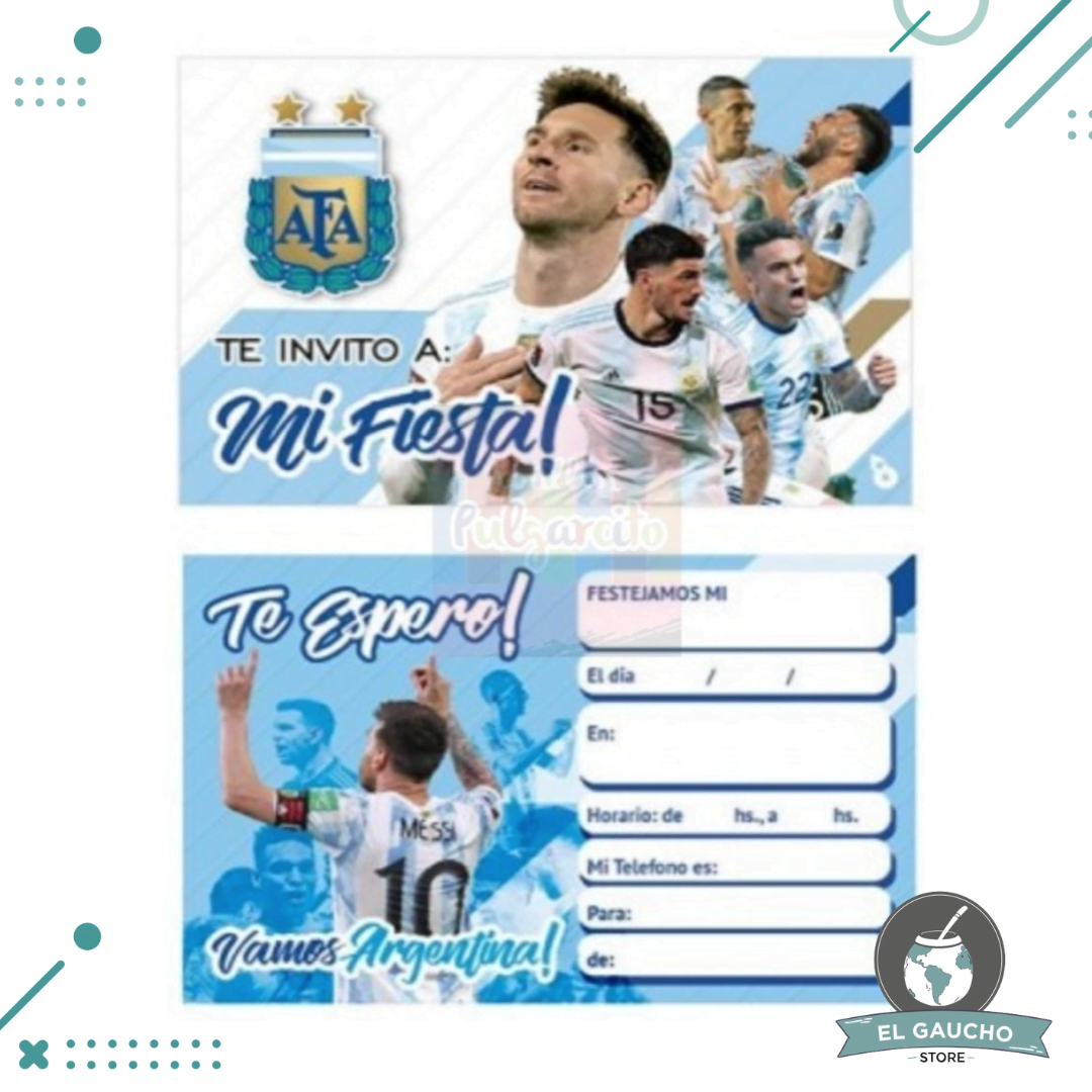 Tarjeta invitacion cumpleaños SELECCION ARGENTINA AFA X 10un - El