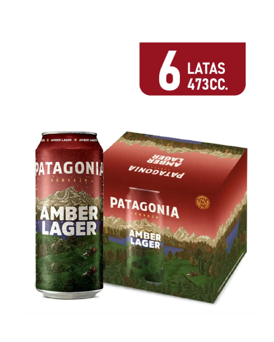 Untitled design (40) Cerveza Artesanal Patagonia Amber Lager pack x6 Latas - Imagen 1