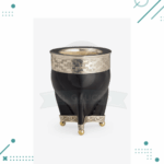 Mate Imperial Calabaza Con Virola Lisa de Alpaca, Base Bolitas, Color Negro (13x10cm aprox.)