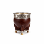 Mate Imperial de Cuero Liso, Cincelado Con Base Bolita de Alpaca, Color MARRON