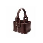 Canasta Matera Uruguaya, 100% Cuero Premium, Color Marron con Diseño