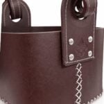 Canasta Matera Uruguaya, 100% Cuero Premium, Color Marron con Diseño - Imagen 5