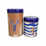Lata Yerbera-Azucarera Marwal - Tonos Beige y Azul