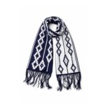 Bufanda De Hilo - Guarda Pampa Reversible, Color Azul Marino (aprox 1.5mts)