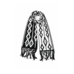 Bufanda De Hilo - Guarda Pampa Reversible, Color Negro. (aprox 1.5mts)