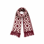 Bufanda De Hilo - Guarda Pampa Reversible, Color Bordo. (aprox 1.5mts)