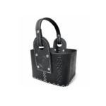 Canasta Matera Premium Uruguaya 100% Cuero Primera Calidad, Color Negro con Diseño