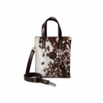 Cartera de Cuero y Pelo, Color Marron (25x22cm aprox.)