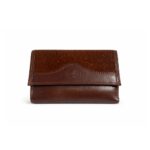 Billetera Fichero Triple Corto de Cuero Carpincho, Color Marron (14x9cm aprox.)