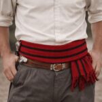 Faja Gaucho - Cinto N°12,  Rojo y Negro Diseño Lineas (Aprox 3mts) - Imagen 2
