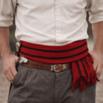 Faja Gaucho - Cinto N°12,  Rojo y Negro Diseño Lineas (Aprox 3mts) - Imagen 2