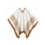 Poncho Argentino Con Hilo, Guarda Pampa, Color Blanco Y Marron 140x180
