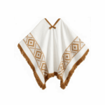 Poncho Argentino Con Hilo, Guarda Pampa, Color Blanco Y Marron 140x180