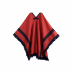 Poncho Rojo con Guarda Lineal Negra 140x180