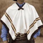 Poncho Blanco con Guarda Lineal de Tonos Marrones 140x180 - Imagen 2