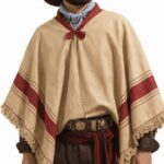 Poncho Marron con Guarda Linea Roja, 140x180 - Imagen 2