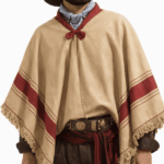 Poncho Marron con Guarda Linea Roja, 140x180 - Imagen 2