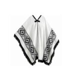 Poncho Argentino Con Hilo, Guarda Pampa, Color Blanco Y Negro 140x180