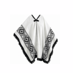 Poncho Argentino Con Hilo, Guarda Pampa, Color Blanco Y Negro 140x180