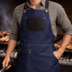 Delantal de Cuero Argentino 100% Color Negro con Bolsillo (78cmlargo x 55ancho) - Imagen 2