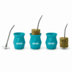 Mate Mito AMANDA con bombilla con disco saca yerba (Color celeste) - Imagen 2