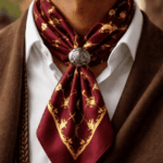 Pañuelo Fratello para Cuello (Diseño Caballos Bordo, 60X60) - Imagen 2