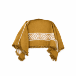 Poncho Argentino Con Hilo, Color Marron, Diseño Guarda Pampa Blanco 140x180