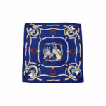 Pañuelo Fratello para Cuello, (Diseño Caballos y Herraduras, Color Azul)