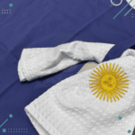 Delantal De Cocina/parrilla Argentina Azul Marino + Repasador Franjas Cortas Diseño Argentina - Imagen 2