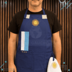 Delantal De Cocina/parrilla Argentina Azul Marino + Repasador Franjas Cortas Diseño Argentina