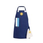 Delantal De Cocina/parrilla Argentina Azul Marino + Repasador Franjas Cortas Diseño Argentina