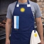 Delantal De Cocina/parrilla Argentina Azul Marino + Repasador Franjas Cortas Diseño Argentina - Imagen 2