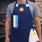 Delantal De Cocina/parrilla Argentina Azul Marino + Repasador Franjas Cortas Diseño Argentina - Imagen 2