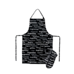 Delantal Asador Parrillero, Diseño Argentina Full, Color Negro