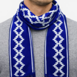 Bufanda De Hilo - Guarda Pampa Reversible, Color Azul Francia MODELO 2(aprox 1.5mts) - Imagen 2