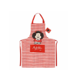 Delantal Mafalda Gabardina, Rayas Rojas (85x58cm)