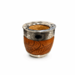 Mate Roma Cincelado Alpaca Cuero Tallado Calabaza (Color SUELA)