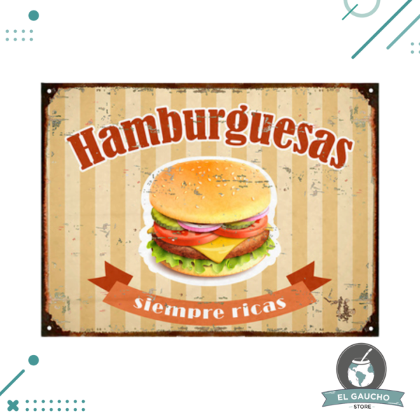 Cartel De Chapa Hamburguesas 20x28cm