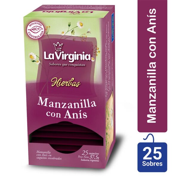 Té La Virginia Manzanilla CON ANIZ (25 Saquitos) (37,5gr.)