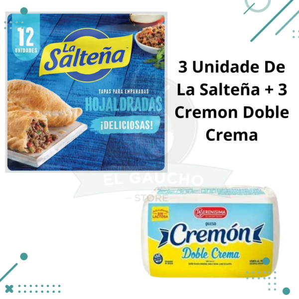 Tapas Empanadas HOJALDRADAS, 3 Paquetes(36 tapas) + Queso CREMON DOBLE CREMA 3 Unidades, 1.5kg (3Kg TOTAL)