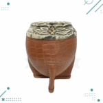 Mate Torpedo Calabaza Cincelado, Cuero Croco (Color Marrón)