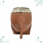 Mate Torpedo Calabaza Cincelado, Cuero Croco (Color Marrón) - Imagen 2